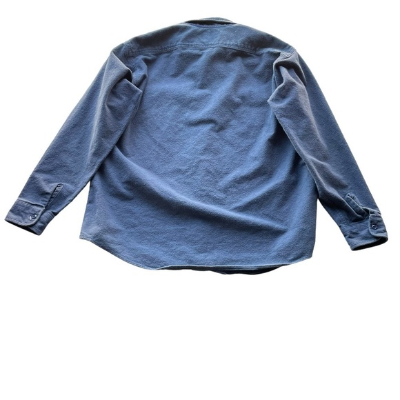 Woolrich Vintage Chamois Cotton Button Down Flannel Shirt Blue XL Long Shacket - Picture 8 of 10